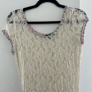 Vintage Betsey Johnson Lace and Floral Trim Dress